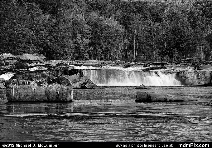 Ohiopyle Falls (Ohiopyle Falls Black and White Picture 035 - October 22, 2015 from Ohiopyle State Park, Pennsylvania)